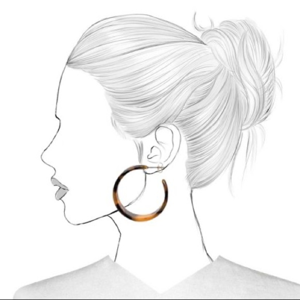 Tortoise Shell Hoop Earrings - Picture 4 of 5